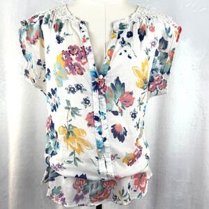 Vintage Monsoon Floral Peplum Top Cottagecore Prairie Romantic Boho Size 6
